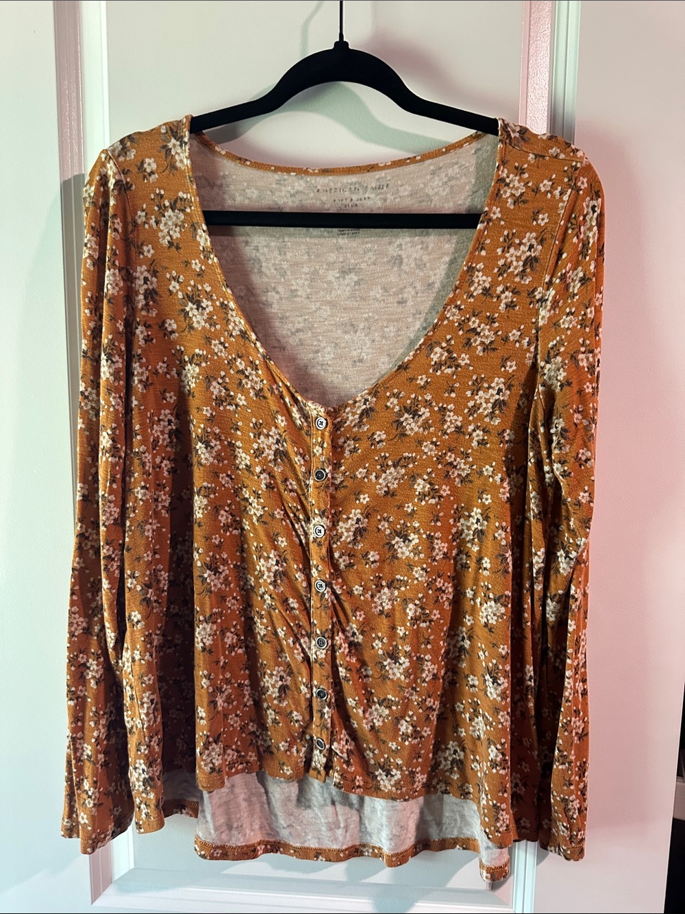 American Eagle Yellow Soft & Sexy Slouchy Shirt, Medium